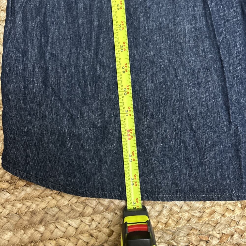 LOFT Cotton Silk Denim Shirt Dress Belted Utility Midi Casual Luxe Capsule Sz M - Picture 6 of 7